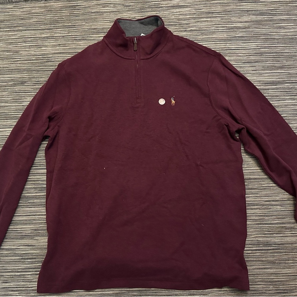 Ralph Lauren Men's Maroon Zip-Up Sweater